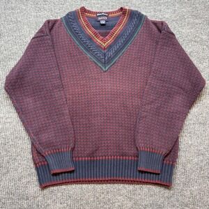 Vintage GANT L Red Tennis Cricket Hand Framed Sweater Houndstooth Preppy Ivy